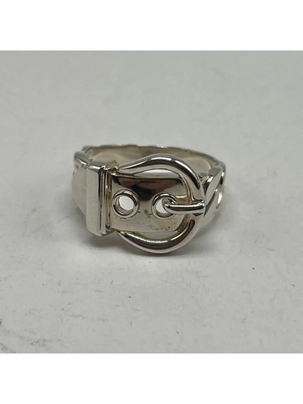 Hermes Boucles Sellier Ring Silver